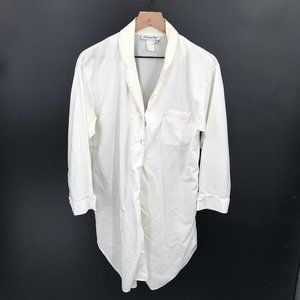 Dior Cream Cotton Long-Sleeve Nightshirt with Pale Pink Trim